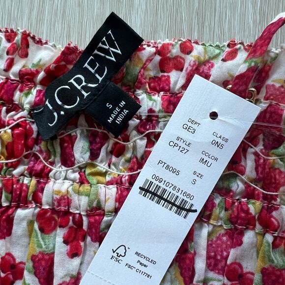 J Crew Smocked Maxi Dress In Raspberry Print Small Red - Picture 2 of 13